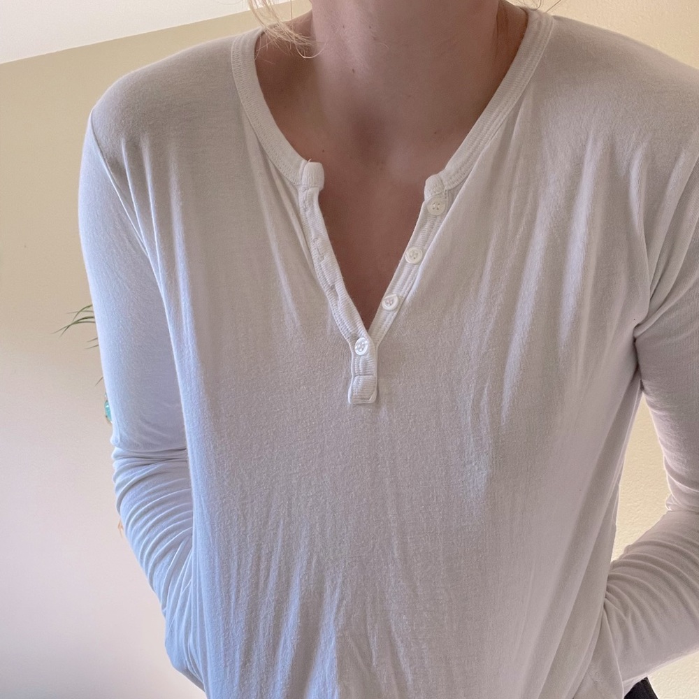 White Quarter Button Brandy Long-Sleeve